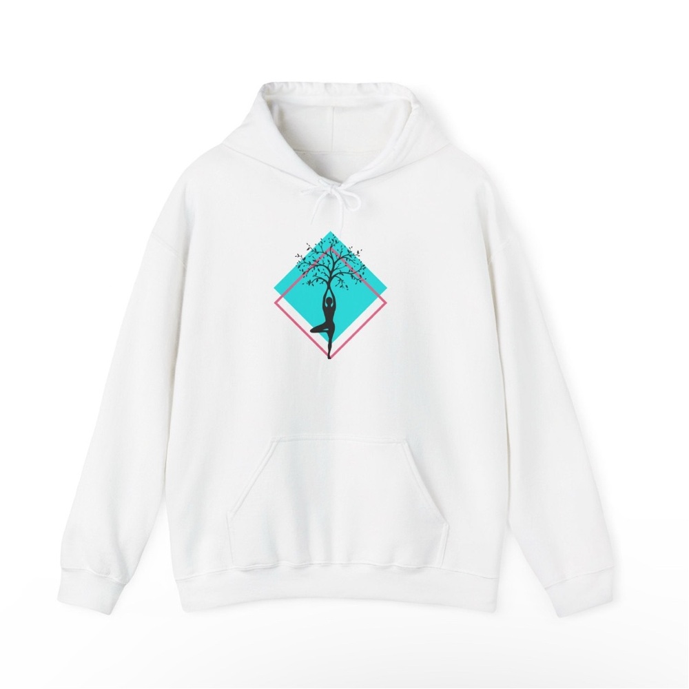 White Hoodie with Grounded Tree Design